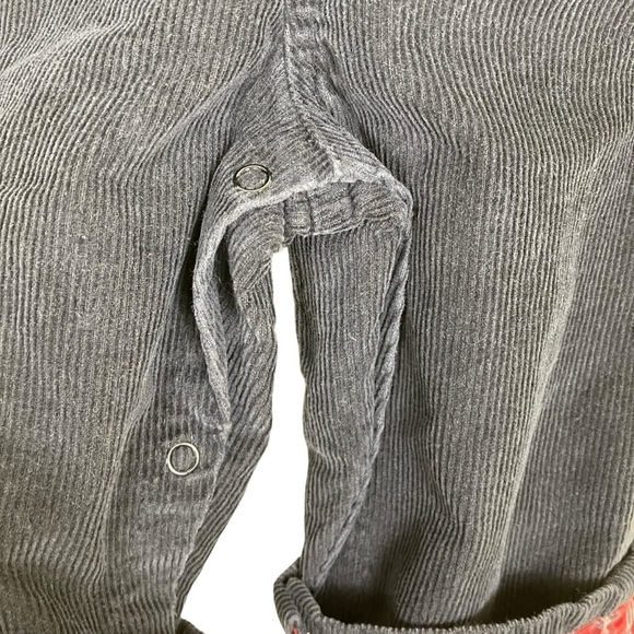 Greendog Vintage Corduroy Bib Style Overalls w Plaid Roll Cuff Black Red 24 mo - Picture 9 of 15